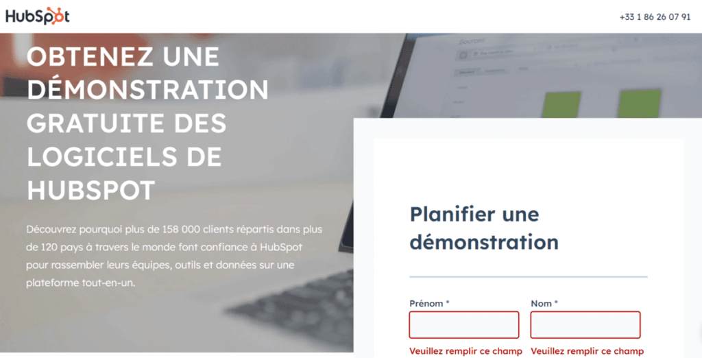 Landing page Hubspot exemple