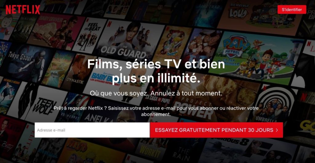 Exemple copywriting USP Netflix