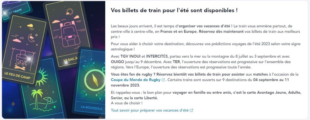 SNCF Exemple copywriting